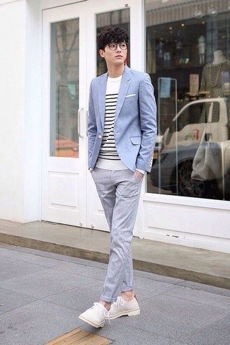 Какие туфли дерби носить с голубым пиджаком