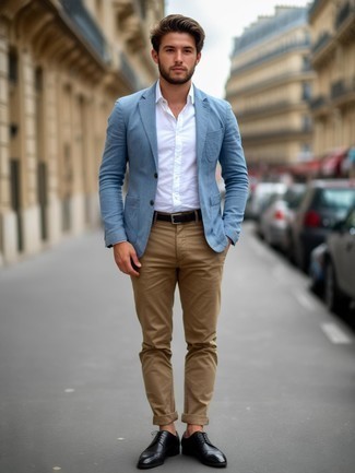 С чем носить голубой пиджак мужчине