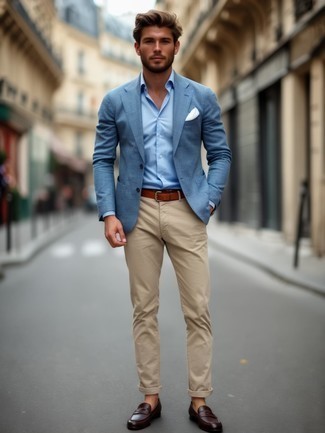 С чем носить голубой пиджак мужчине