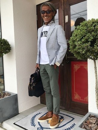 С чем носить голубой пиджак мужчине