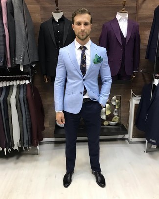С чем носить голубой пиджак мужчине