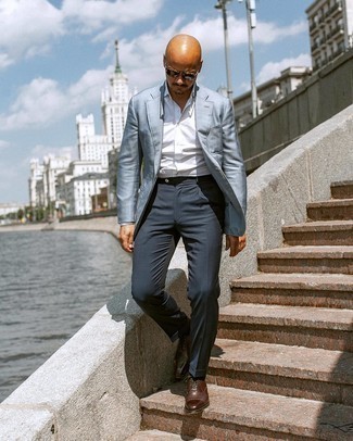 С чем носить голубой пиджак мужчине