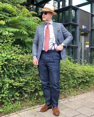 С чем носить голубой пиджак за 40 лет мужчине