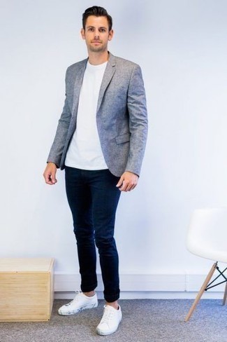 С чем носить голубой пиджак мужчине