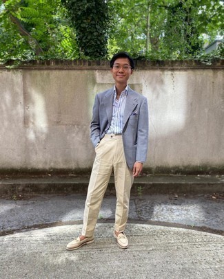 С чем носить голубой пиджак мужчине