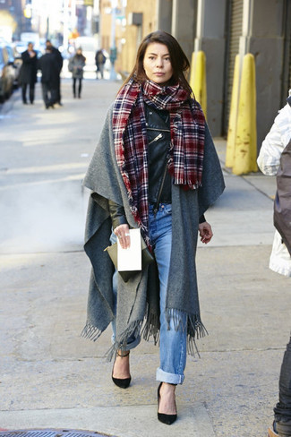 Какие косухи носить с голубыми джинсами-бойфрендами