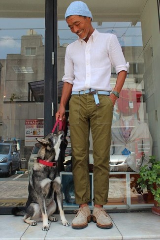 С чем носить голубой ремень из плотной ткани мужчине