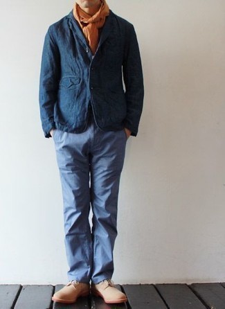 Какие пиджаки носить с голубыми брюками чинос