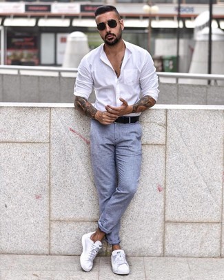 Какие низкие кеды носить с голубыми брюками чинос