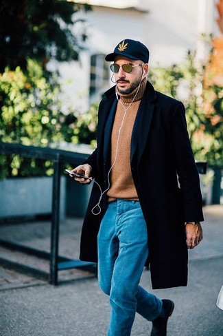 Какие длинные пальто носить с голубыми брюками чинос