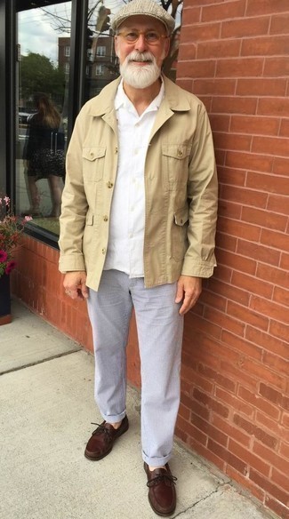 Какие куртки-рубашки носить с голубыми брюками чинос