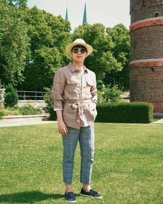 Какие куртки-рубашки носить с голубыми брюками чинос