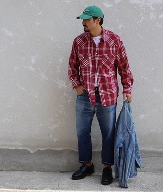 Какие туфли дерби носить с голубой джинсовой курткой