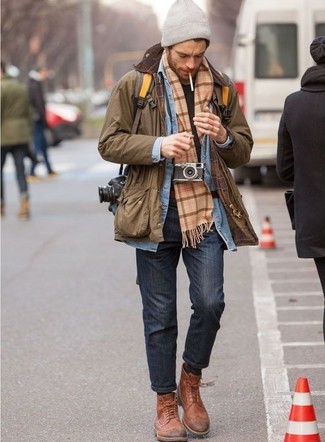 Какие ботинки броги носить с голубой джинсовой рубашкой