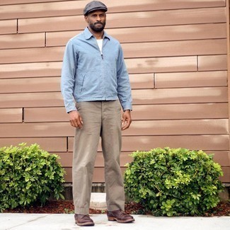 С чем носить голубую куртку харрингтон