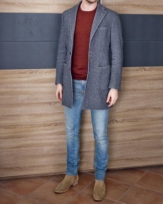 Какие ботинки челси носить с голубыми джинсами мужчине