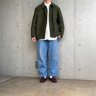 Какие лоферы носить с голубыми джинсами мужчине