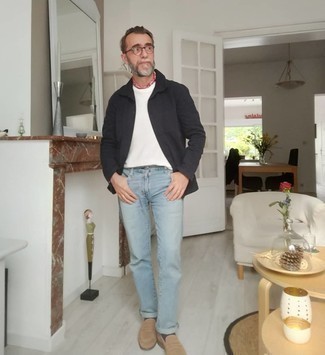 Какие лоферы носить с голубыми джинсами мужчине