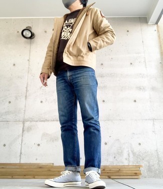 Какие куртки харрингтон носить с голубыми низкими кедами