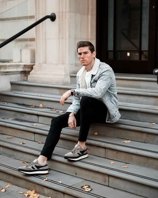 С чем носить голубую короткую дубленку мужчине