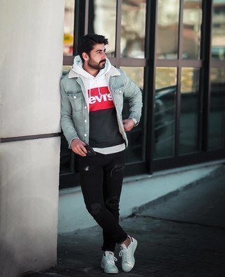 С чем носить голубую короткую дубленку мужчине