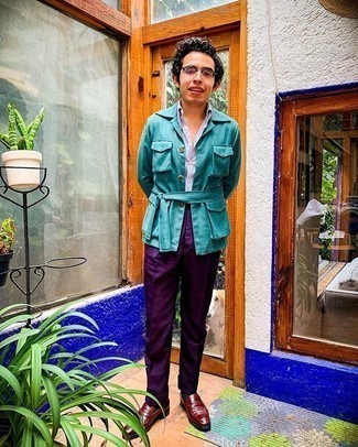 Какие лоферы носить с голубой курткой-рубашкой мужчине