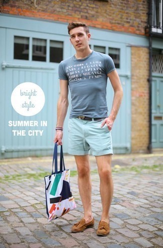 Какие лоферы носить с голубыми шортами мужчине