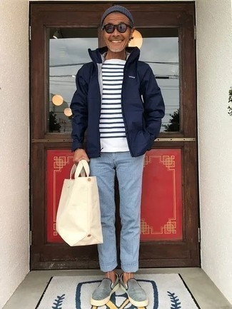 С чем носить голубые слипоны мужчине