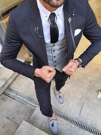 С чем носить голубые замшевые лоферы мужчине