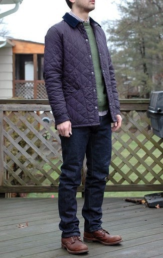 С чем носить светло-фиолетовую куртку мужчине