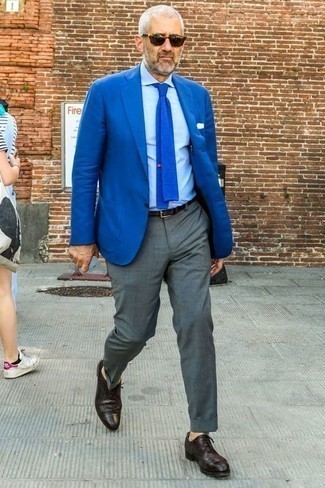 С чем носить светло-фиолетовые кожаные броги