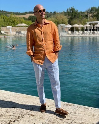 С чем носить льняные брюки чинос