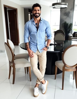 С чем носить льняную рубашку с длинным рукавом мужчине