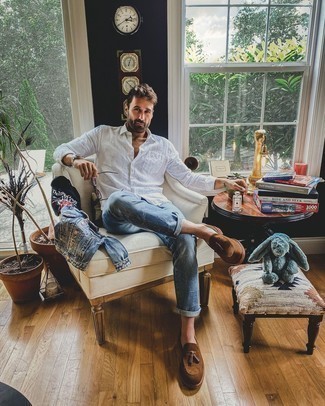 С чем носить льняную рубашку с длинным рукавом мужчине