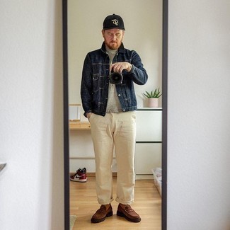 Как носить лоферы с джинсовой курткой мужчине