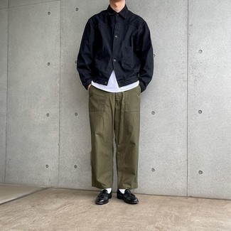 Как носить лоферы с джинсовой курткой мужчине