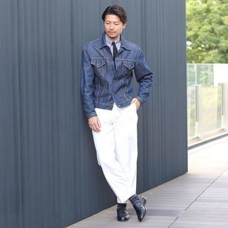 Как носить лоферы с джинсовой курткой мужчине