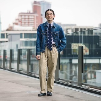 Как носить лоферы с джинсовой курткой мужчине