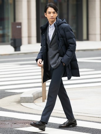 Как носить лоферы с пуховиком мужчине