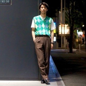 Как носить лоферы с трикотажным жилетом мужчине