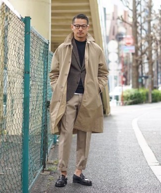 Как носить лоферы с плащом мужчине