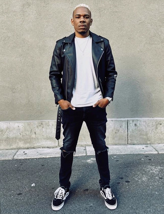 Как носить низкие кеды с косухой мужчине