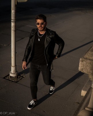 Как носить низкие кеды с косухой мужчине