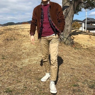 Как носить низкие кеды с бомбером мужчине