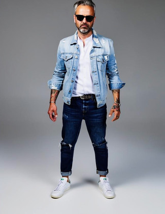 Как носить низкие кеды с джинсовой курткой мужчине