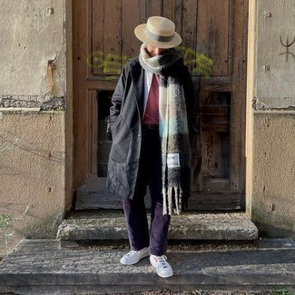 Как носить низкие кеды с длинным пальто