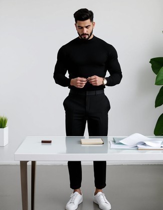 Как носить низкие кеды с водолазкой мужчине