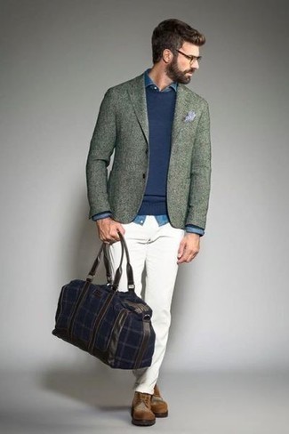 Какие рубашки с длинным рукавом носить с мятным пиджаком мужчине