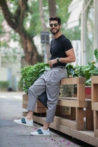 С чем носить мятные кожаные низкие кеды мужчине