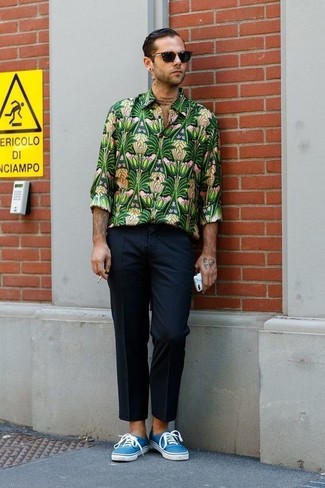 С чем носить мятную рубашку с длинным рукавом мужчине